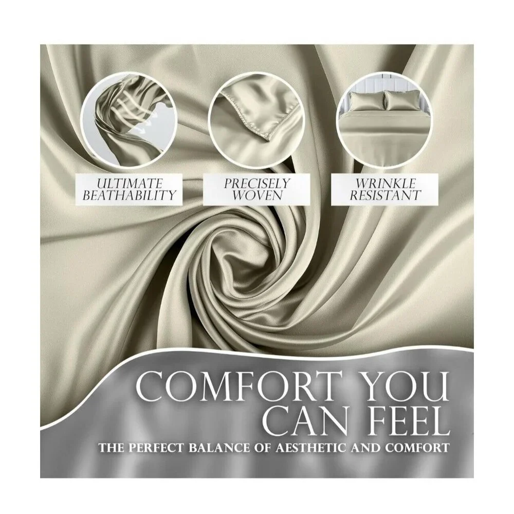 Luxury Satin Bed Sheet‎ Set With 15